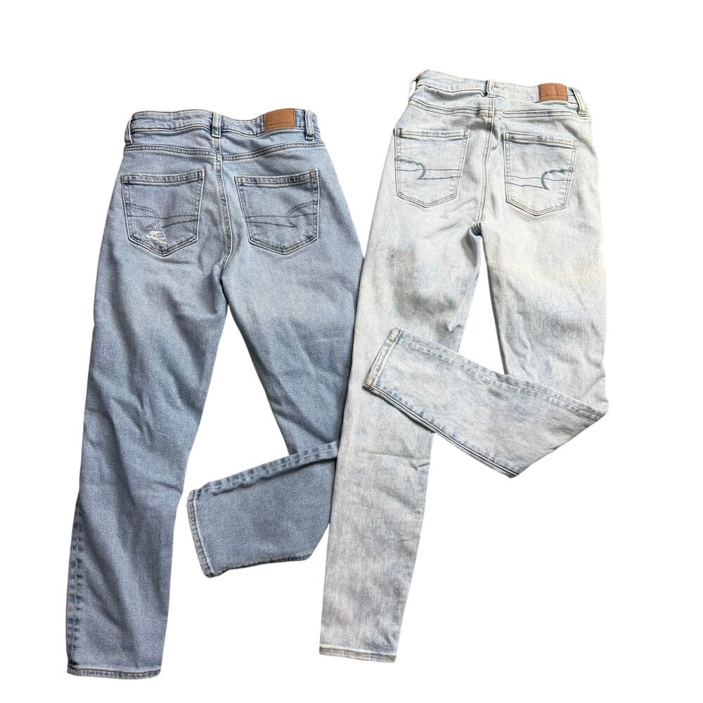 American Eagle Jeans Lot of 2 Size 0 Light Wash Distressed Denim